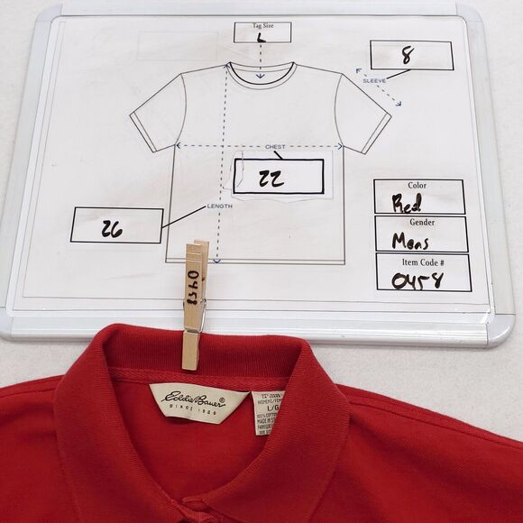 Eddie Bauer Casual Pullover Short Sleeve Polo Shirt Adult Mens Size L Red - Picture 8 of 8